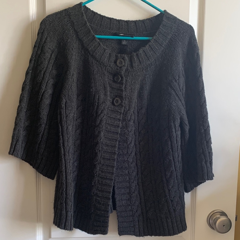 AB Studio Charcoal Cable Knit Sweater